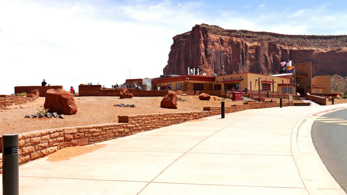 Monument Valley Tribal Park. There main building has a restaurant, gift shop and museum. You can also book tours of the valley from stands in the parking lot.