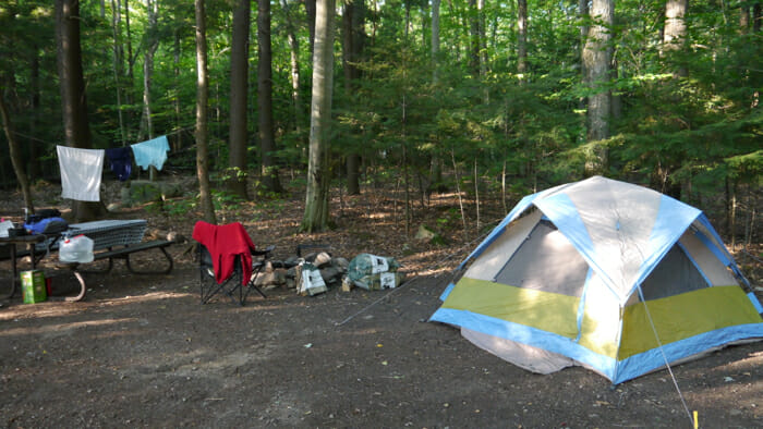 My campsite in the Hardwood Hills section of Bon Echo Provincial Park, solo camping