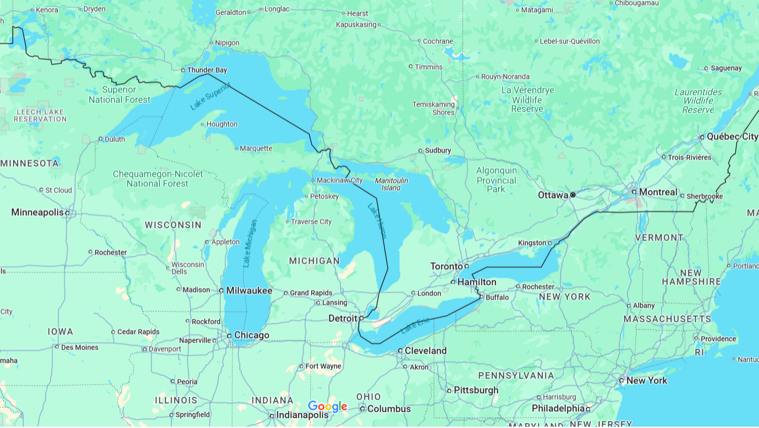 map of the great lakes